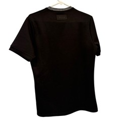 Raith Mens Black Scuba Knit Crew Neck Tee Marled Grey Collar Short Sleeve Small