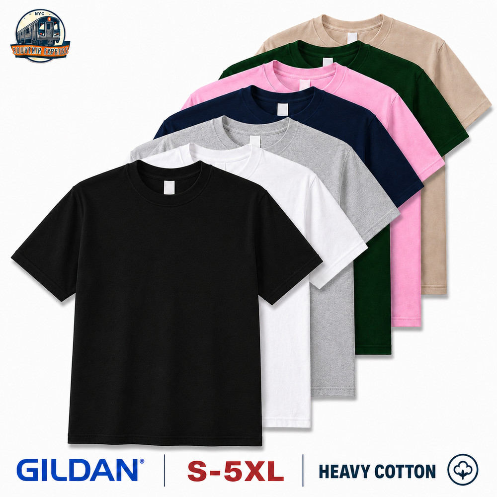 Gildan Heavy Cotton 5000 T-Shirt 3 & 5 Pack Men’s Blank Crew Neck Tee S-5XL