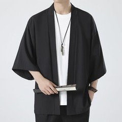 Comfy Fashion Shirt Jacket Yukata 3/4 Sleeve Cardigan Coat Japanese Kimono
