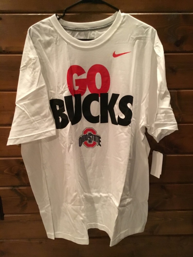 Ohio State Buckeyes “GO BUCKS w/Logo” White NIKE 3x Short Sleeve T-Shirt NWT