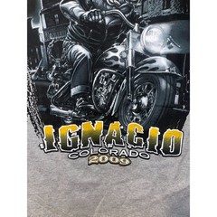 2009 Gildan Ignacio CO Colorado Hog Biker Graphic Gray Shirt Tee 2000s M Medium