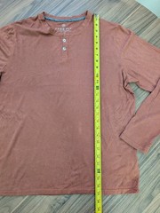 Free Fly Mens Medium Long Sleeve Henley Shirt Brown Rust Casual Outdoor Comfort