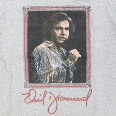 Rare Vintage SCREEN STARS Neil Diamond Portrait Art T Shirt 80s 90s Gray Size M