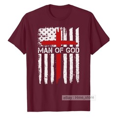 Man of God American Flag Cross T-Shirt Christian Faith Catholic Dad Grandpa