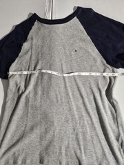 VTG Tommy Hilfiger Raglan Shirt Men’s L Gray Blue Y2K Skater Grunge Waffle