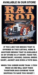 HELL RAISER OLD SCHOOL HOT RAT ROD OUTLAW CAR CLUB BIKER SKULL FLAMES T-SHIRT 48