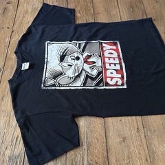 Speedy Gonzales Shirt Mens Large Black Looney Tunes Graphic Tee Gildan Y2K Style