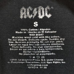 AC/DC Back in Black Unisex T-Shirt Sz S Black Crew Neck Short Sleeve Rock Music