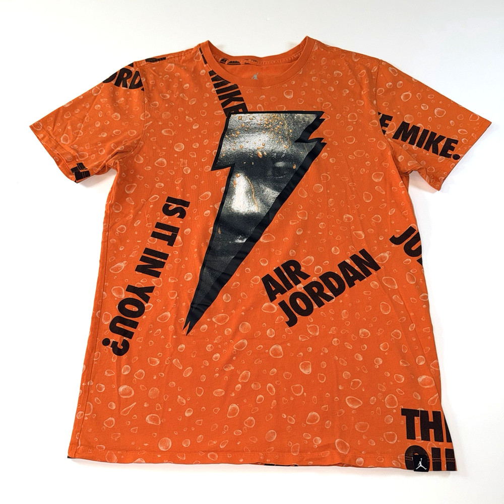 Jumpman T-Shirt Nike Air Jordan Gatorade Men’s Size Medium Orange “Be Like Mike”