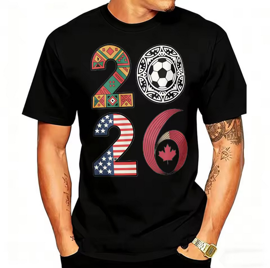 2026 USA Canada Mexico Soccer Fan T-Shirt Tribal Flag Graphic Cotton Printed Tee