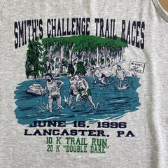 Vintage “NO WOMEN” Running Race T-shirt Tank Top Size L USA Lancaster Pa Nike
