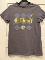 Harry Potter Hufflepuff 07 Graphic Men’s T-Shirt Gray Cotton Regular EUC