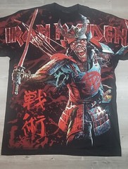 Iron Maiden tshirt All Over Print Eddie the Head Samurai Modern Boot Cut Tag