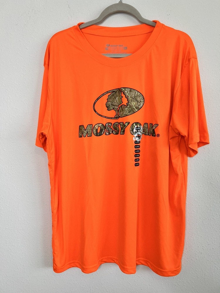 Mossy Oak Shirt Men’s XL Bright Orange Camo Logo Short Sleeve NWOT