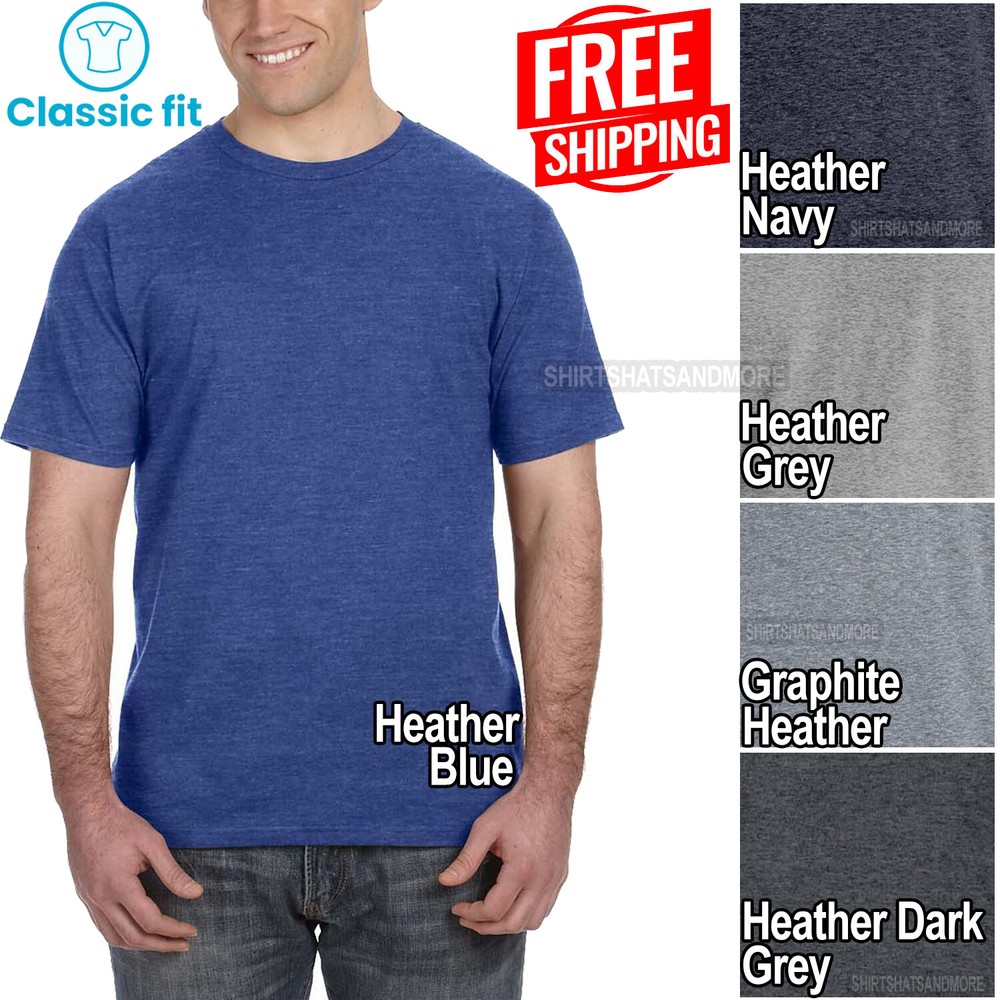 Mens Gildan Soft Cotton Blended Heathered T-Shirt Classic Fit Tee XS-3XL NEW!