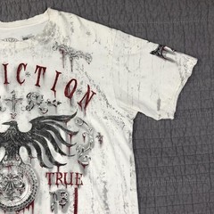 Affliction Shirt Men XL White Tried True Trademark Eagle Graphic Biker Red Foil