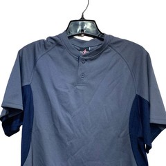 New Alleson Athletic Adult Baseball 2 Button Gray Polyester Short Sleeve Jersey