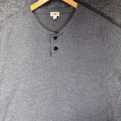 J.Crew Henley Oarsman Thermal Shirt Mens Large Gray Cotton Ribbed Cuffs Casual