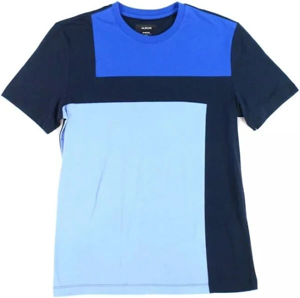 ALFANI Men’s Blue Colorblock Slim Fit Stretch Crew Neck T-Shirt NEW 3XL XXXL