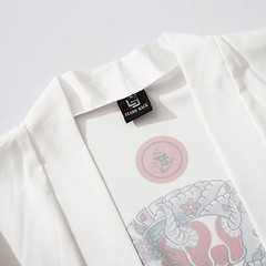 Niepce Men’s Demon Mask Kimono Graphic Lightweight Harajuku T-Shirt Cardigan