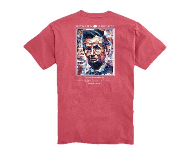 NWT Onward Reserve Abraham Lincoln Pocket Tee Washed Salmon Cotton Large