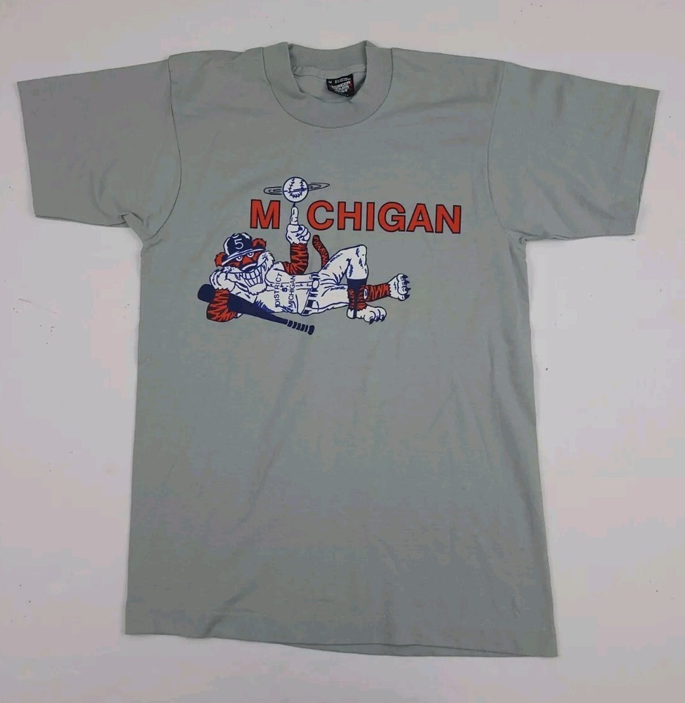 Vintage 80s Michigan District Baseball Team T Shirt Vtg Tigers Sport USA Detroit