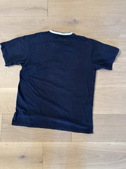 Chaps Ralph Lauren Vintage Embroidered Navy Tee With White V Collar – 90’s M