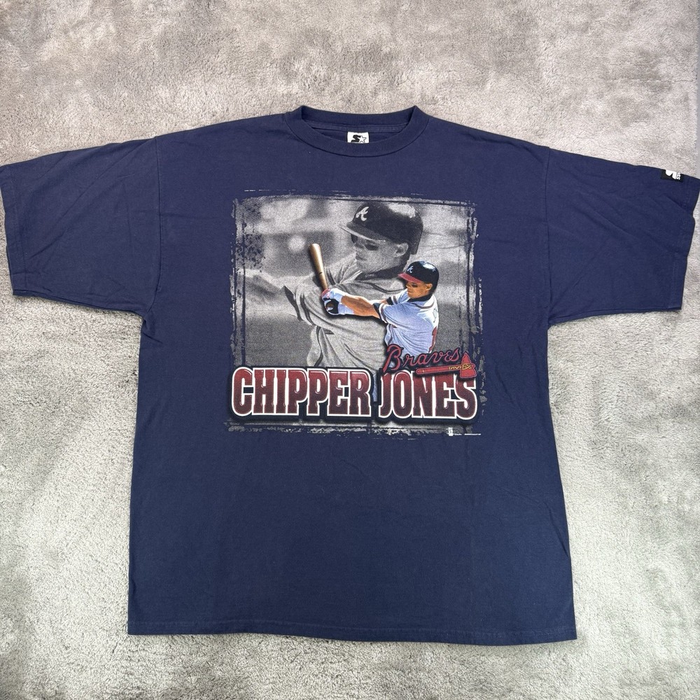 Vtg 1997 Starter Chipper Jones Atlanta Braves MLB Baseball Single Stitch Tee XL