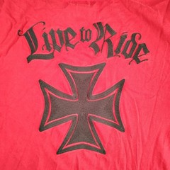 Lucky Brand Mens Red Double Layer Thermal Shirt Live to Ride Iron Cross L