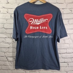 Miller High Life Champagne of Beers Mens Medium Blue Classic T-Shirt New