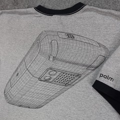 Vintage Palm Pilot Shirt Mens Large Gray Ringer Cell Phone PDA Tech Promo T Y2K