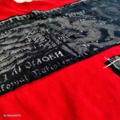 Affliction T Shirt Men XL Red Black Gray Silver Foil Patch Skull USA Distressed