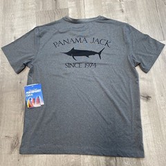 Panama Jack Shirt Men’s M Gray Short Sleeve Performance Outdoor UPF35 Fishing