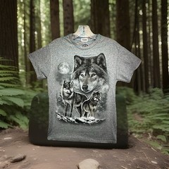 Wolf Pack T-Shirt Adult Small Gray DOM Midnight Retro Nature Tee 100% Cotton
