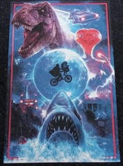 Universal Studios Men’s Medium T-Shirt E.T. Jaws Jurassic Park Black Overdye