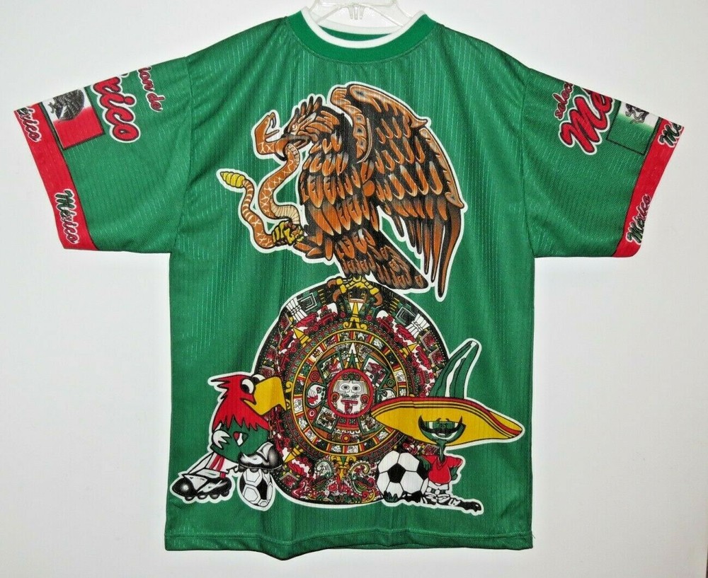 Mexico! Adult Size Large Shirt All Over Graphic Knit Colorful Rare Football NEW!