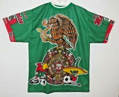 Mexico! Adult Size Large Shirt All Over Graphic Knit Colorful Rare Football NEW!