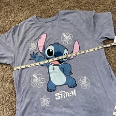 Disney Stitch Graphic Tee XL Blue Mineral Wash Lilo & Stitch Hibiscus T-Shirt