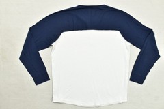 American Eagle Mens XXXL Waffle Knit Henley Raglan Sleeve Shirt Blue White 3XL
