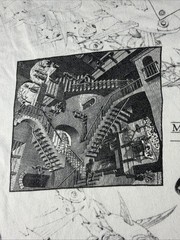 Vintage MC Escher T Shirt Andazia All Over Print Art 90’s Single Stitch White XL