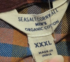 Seasalt Men’s Fathomer Flannel Checked Plaid Shirt Regular Fit Orange Green XXXL