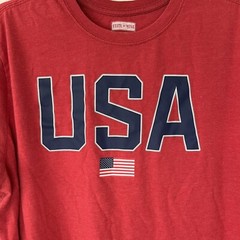 USA Letter Print with Flag Men’s 2XL Red State of Mine T- Shirt