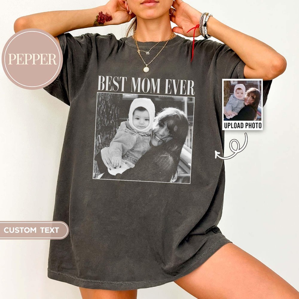 Custom Photo Mom Shirt Personalized Picture Tee Gift for Mom