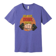 Eat Sleep Train Repeat Unisex Fitness Graphic T Shirt For Gym And Workout Cotton