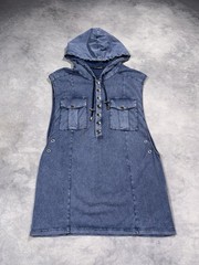 BALMAIN PARIS SS16 by Rousteing Men`s Archive Runway Y2K Hooded Sleveless Shirt