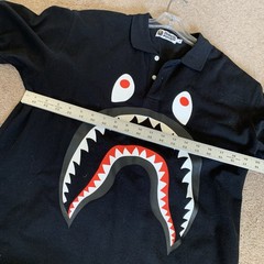 Mens BAPE AUTHENTIC A Bathing Ape Shark Print Black Polo Shirt – XL USA SELLER