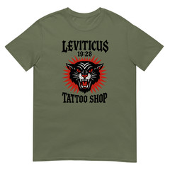 Leviticus Tattoo Shop, Biblical Ink Master, Historial Art, Printed T-Shirt