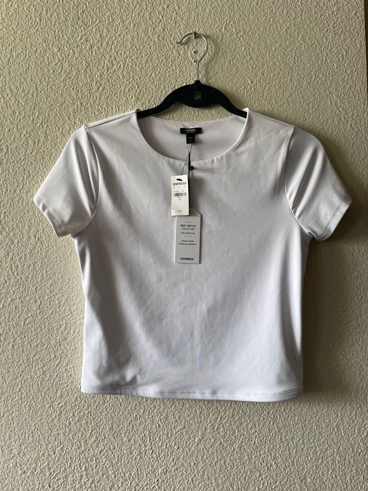 Express Body Contour Collection High Compression White T-Shirt Size M