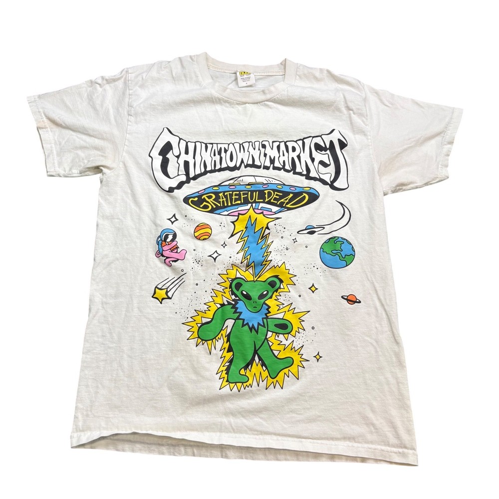 Chinatown Market Grateful Dead Alien UFO Dancing Bears T-Shirt White Mens Medium