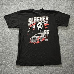 Ghost Face T-Shirt Mens Size L Black Slasher Racing Graphic Horror Movie Scream